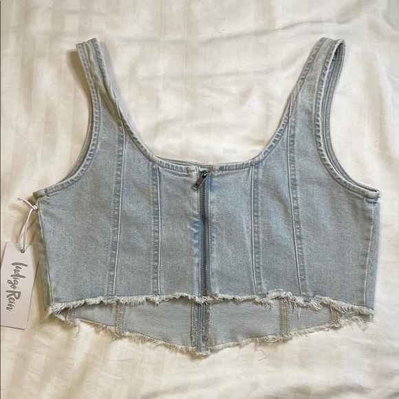 Indigo Rein Blue Cropped Denim Tank Top - Picture 3 of 9